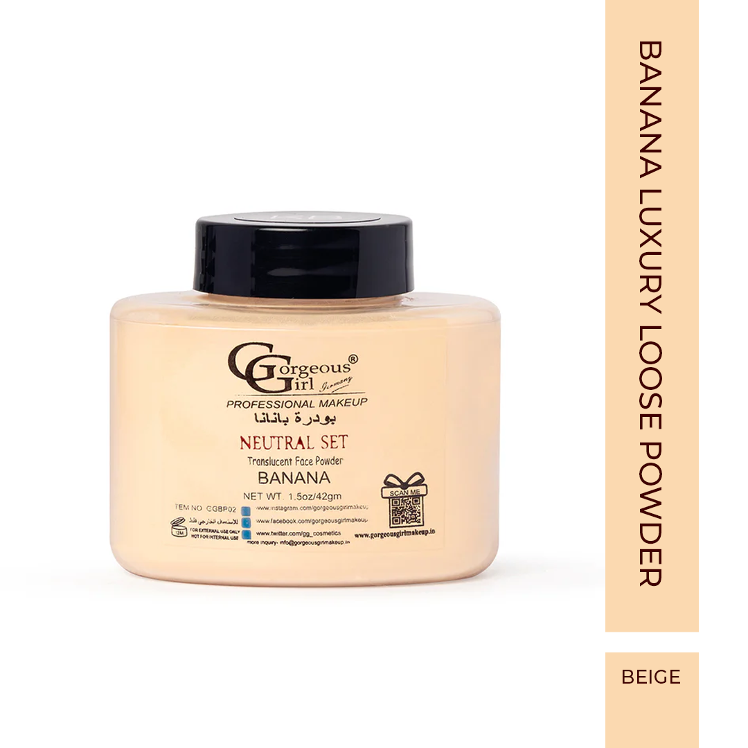 Gorgeous Girl Banana Luxury Loose Powder | Lightweight Make Up Setting Powder, Beige, 42g Shade 1